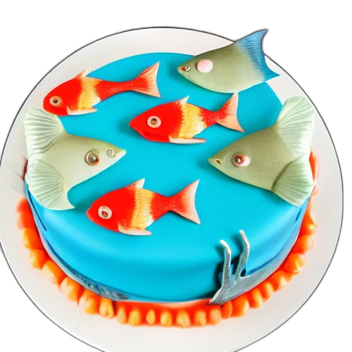 3d render, fish, themed, birthday transparent PNG cut-out