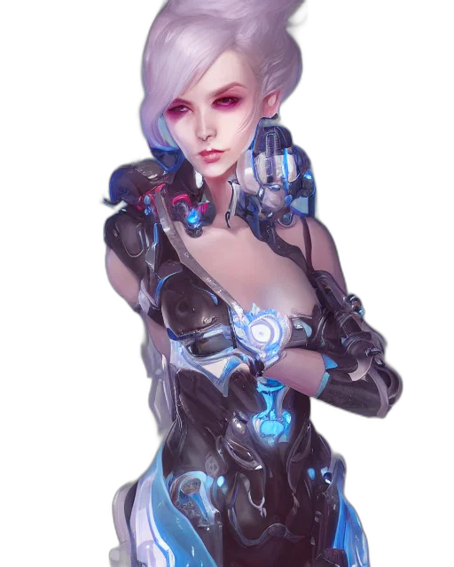 robot, dress, weapon, face transparent PNG cut-out