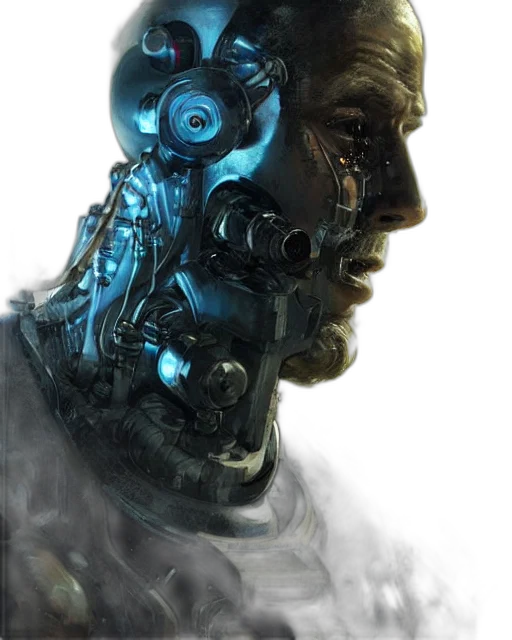 robot, face, mask, cyberpunk transparent PNG cut-out