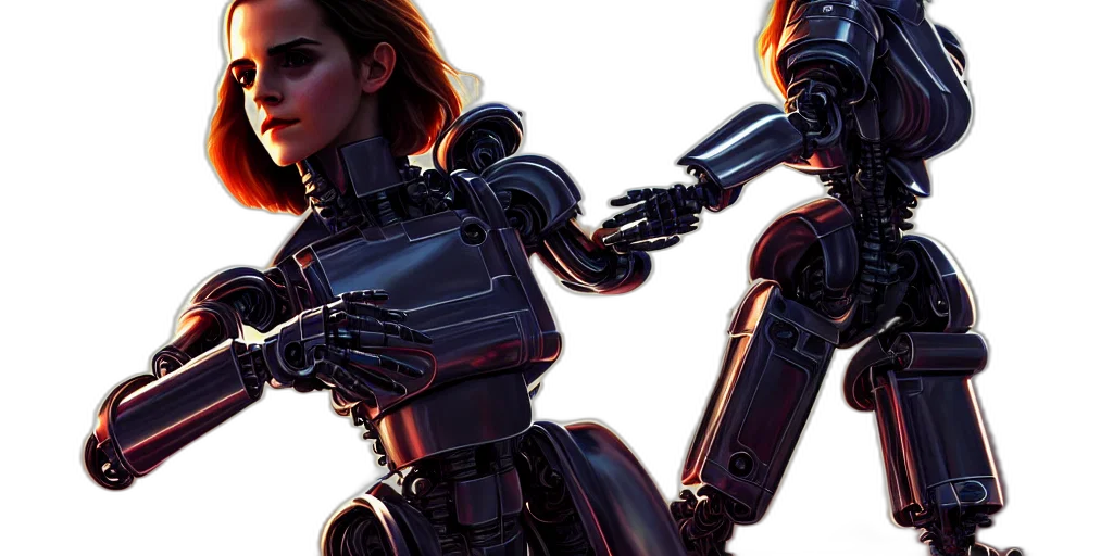robot, concept art, cyberpunk, 3d render transparent PNG cut-out