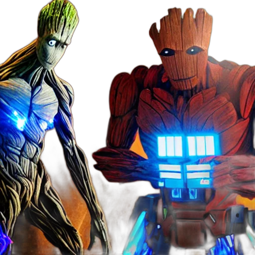 concept art, comic book art, 3d render, groot transparent PNG cut-out