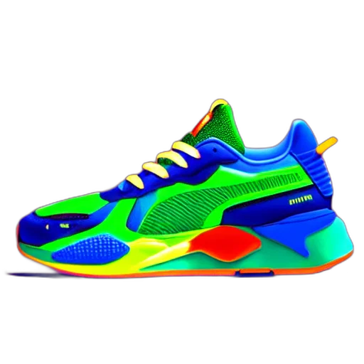 shoes, 3d render, photorealistic, vaporwave transparent PNG cut-out