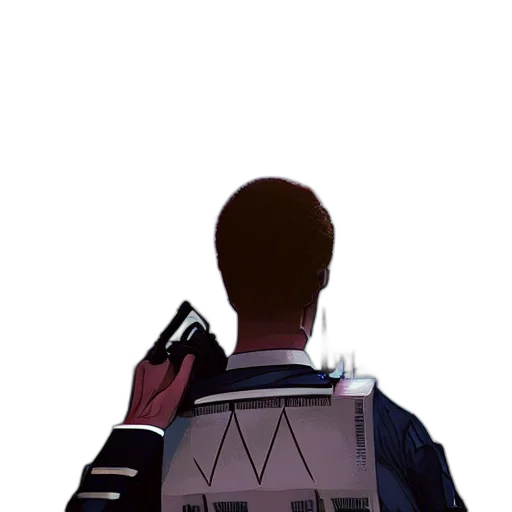 jacket, robot, staff, weapon transparent PNG cut-out