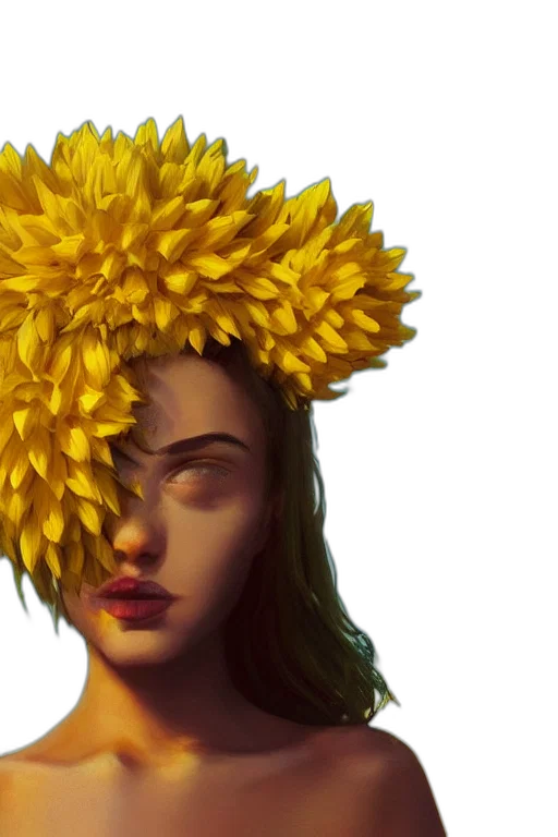 crown, hair, face, flower transparent PNG cut-out