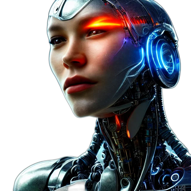 robot, face, cyberpunk, concept art transparent PNG cut-out