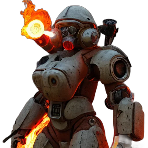 robot, weapon, concept art, 3d render transparent PNG cut-out