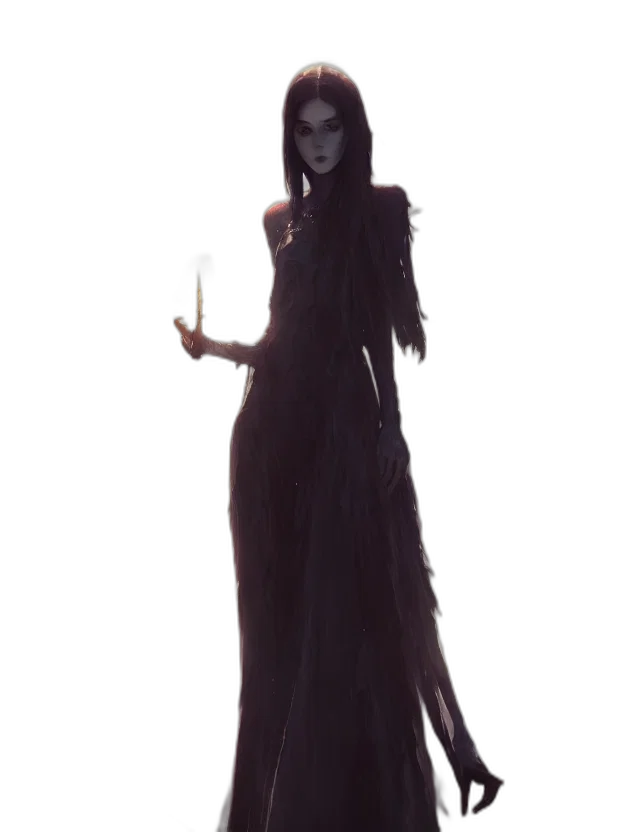 dress, creature, staff, jacket transparent PNG cut-out