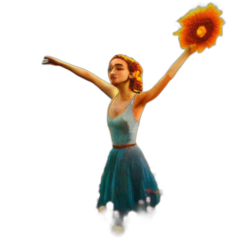 dress, staff, flower, 3d render transparent PNG cut-out