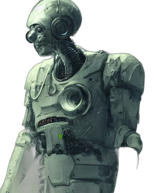 robot, creature, staff, face transparent PNG cut-out
