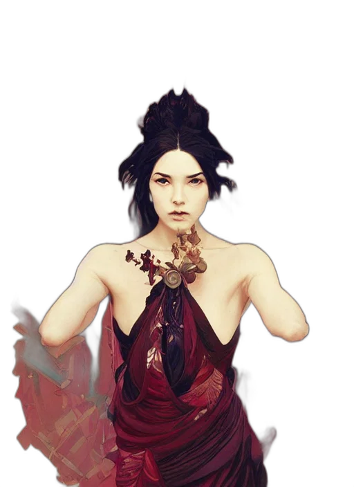 dress, jewelry, dragon, staff transparent PNG cut-out