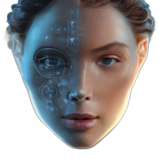 robot, face, mask, cyberpunk transparent PNG cut-out