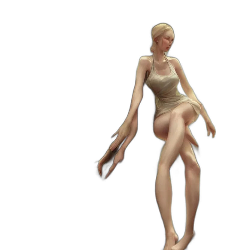 dress, creature, staff, concept art transparent PNG cut-out