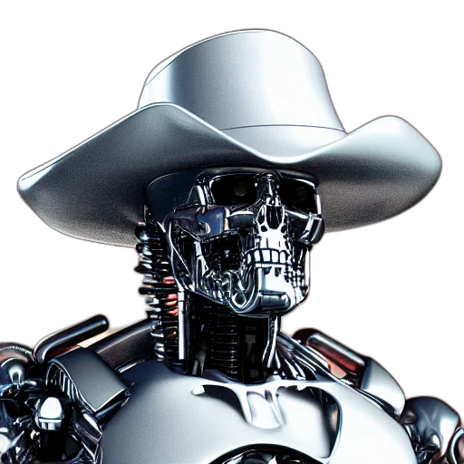 robot, hat, 3d render, concept art transparent PNG cut-out