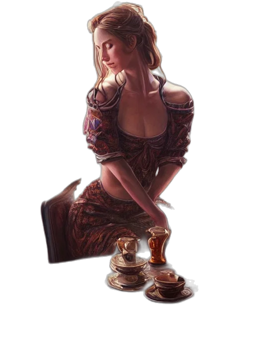 dress, jewelry, staff, crown transparent PNG cut-out