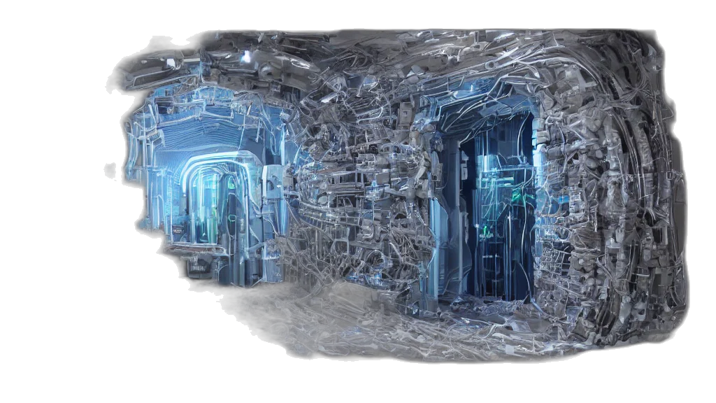 concept art, 3d render, cyberpunk, outer space transparent PNG cut-out