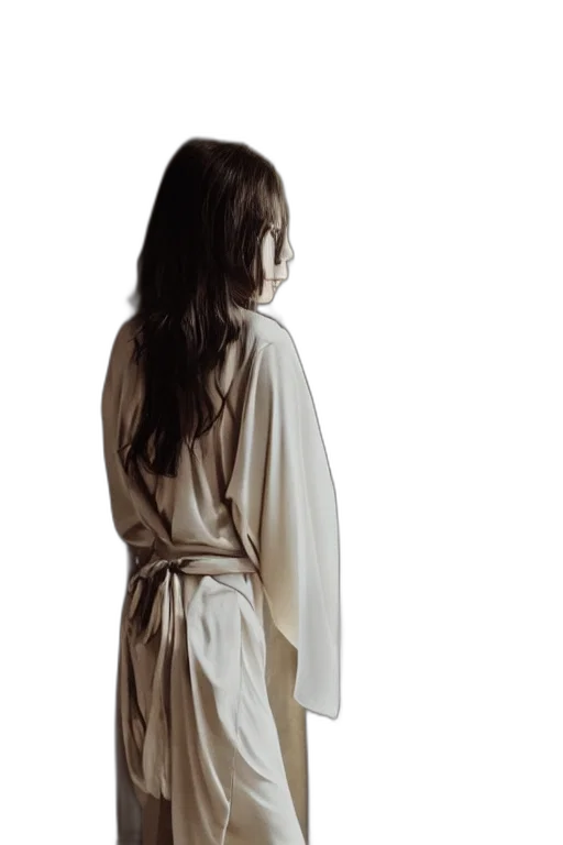 dress, hair, jacket, staff transparent PNG cut-out