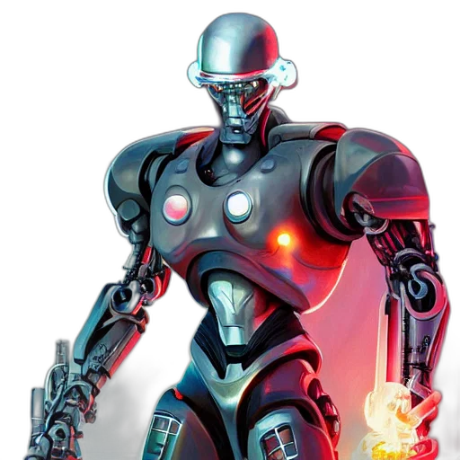 robot, concept art, cyberpunk, comic book art transparent PNG cut-out