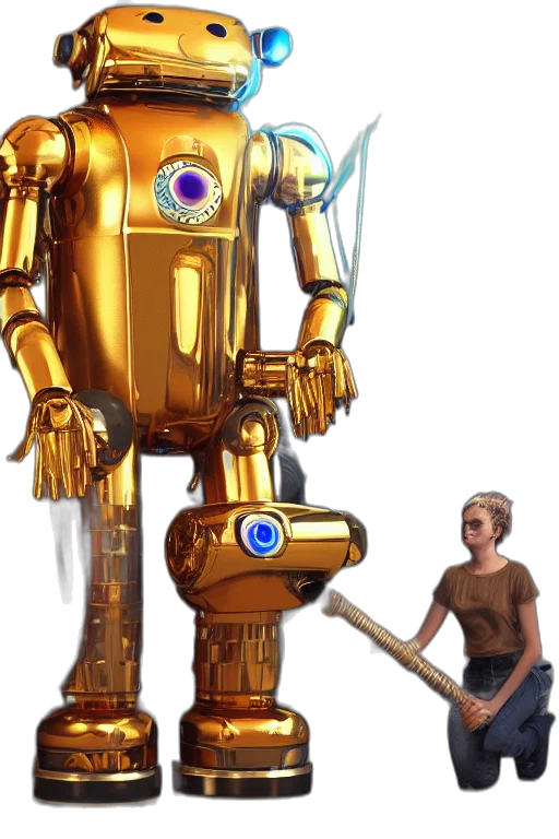 robot, weapon, staff, concept art transparent PNG cut-out