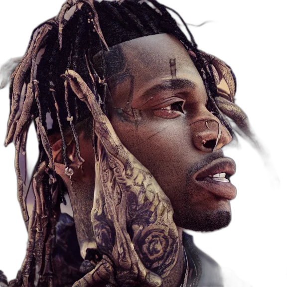 face, photorealistic, travis, scott transparent PNG cut-out