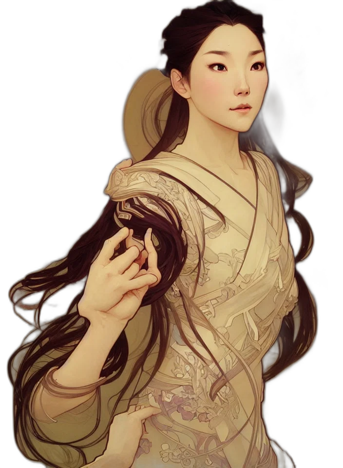 dress, staff, face, crown transparent PNG cut-out