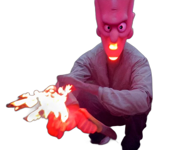 creature, mask, jacket, staff transparent PNG cut-out