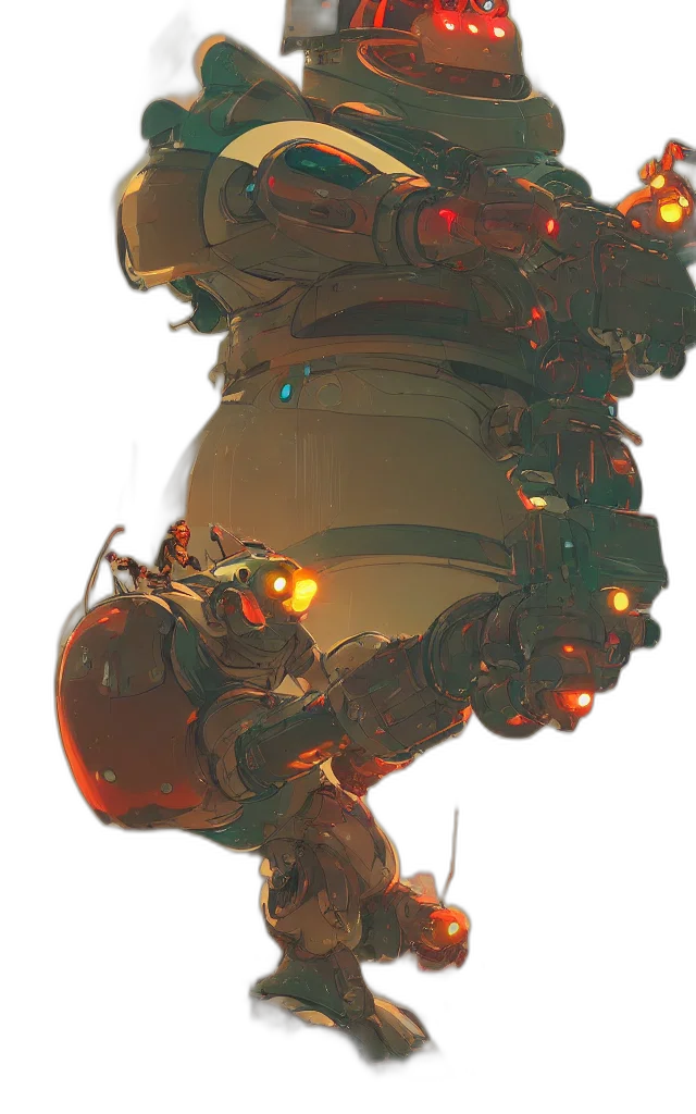 robot, weapon, staff, crown transparent PNG cut-out