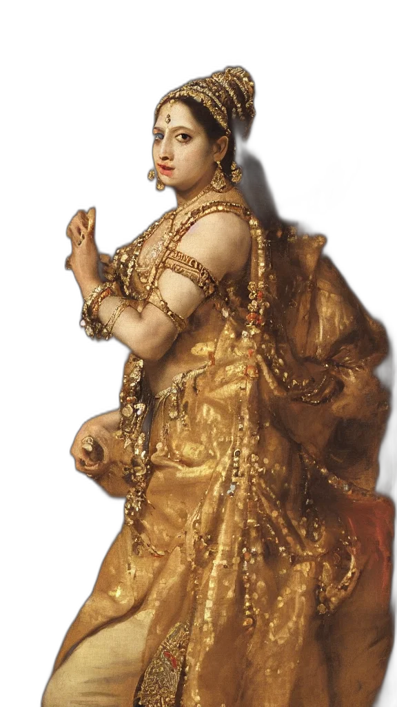 dress, jewelry, staff, crown transparent PNG cut-out