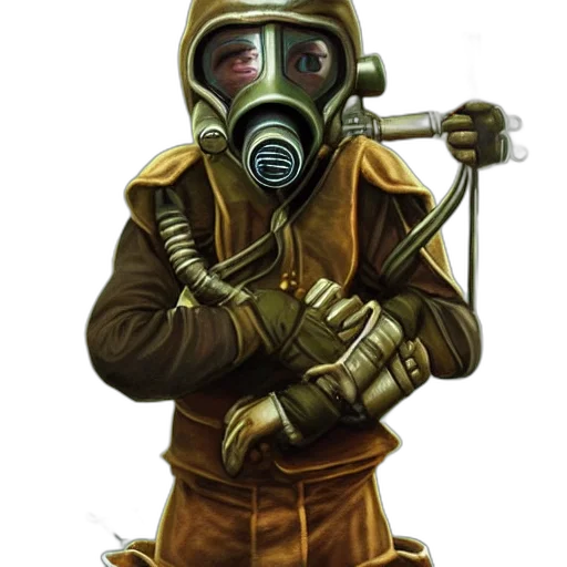 mask, jacket, staff, weapon transparent PNG cut-out
