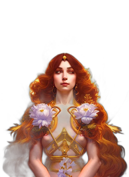 crown, flower, dress, fantasy art transparent PNG cut-out