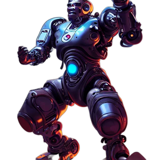 robot, weapon, concept art, 3d render transparent PNG cut-out