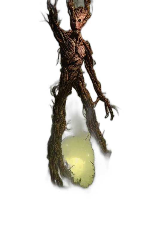 creature, staff, tree, hair transparent PNG cut-out