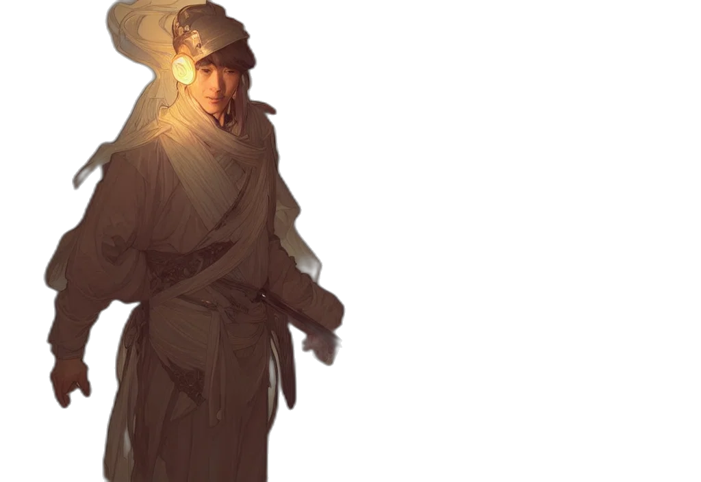 staff, hat, face, sword transparent PNG cut-out