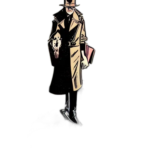 jacket, staff, hat, comic book art transparent PNG cut-out
