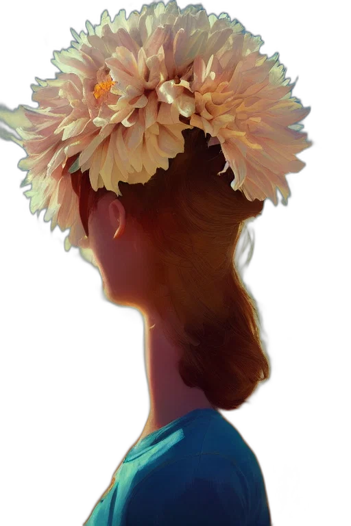crown, flower, face, hair transparent PNG cut-out