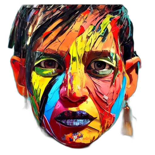 face, mask, photorealistic, oil painting transparent PNG cut-out