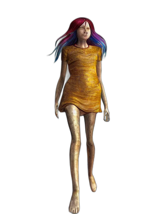 dress, creature, staff, robot transparent PNG cut-out