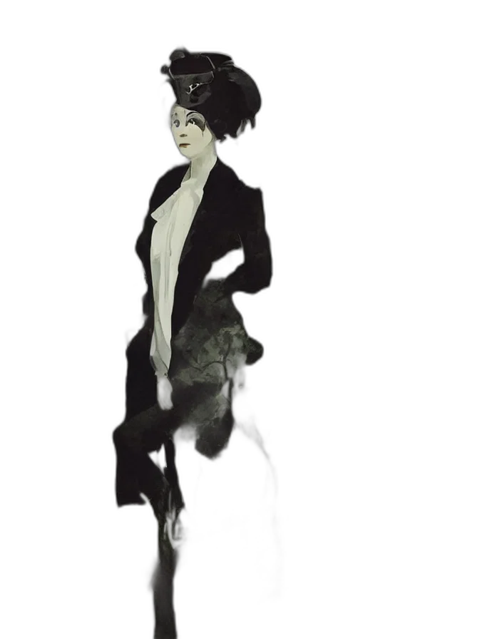 dress, hat, jacket, staff transparent PNG cut-out