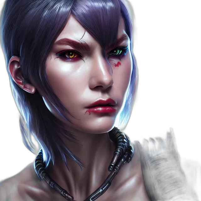face, fantasy art, cyberpunk, photorealistic transparent PNG cut-out