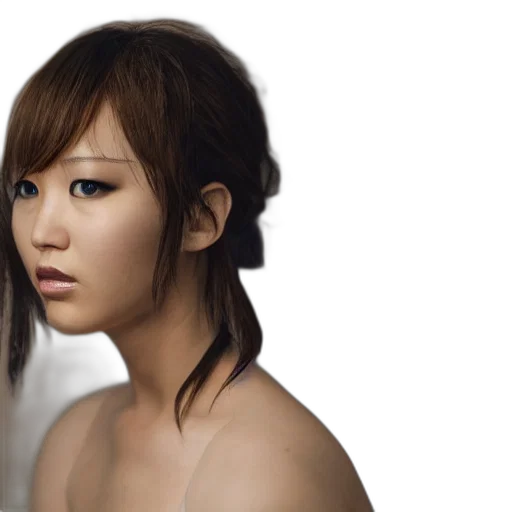 face, robot, hair, photorealistic transparent PNG cut-out