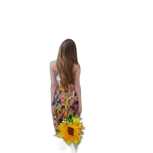 dress, flower, staff, umbrella transparent PNG cut-out
