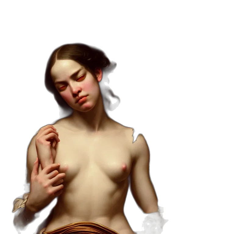 dress, jewelry, staff, oil painting transparent PNG cut-out