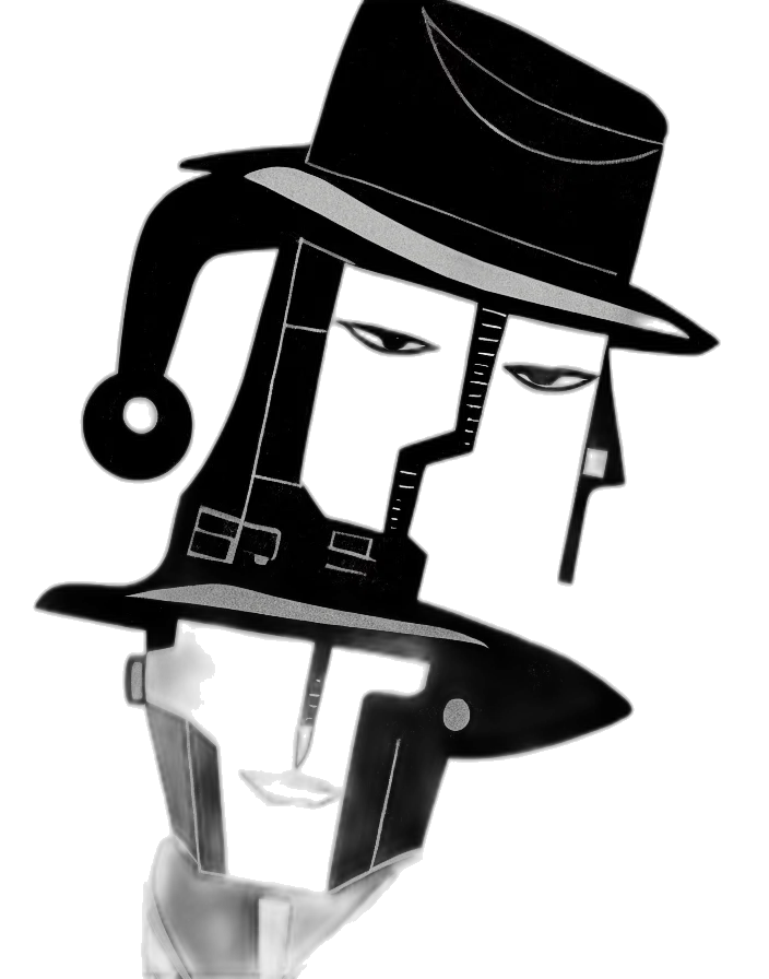hat, staff, robot, face transparent PNG cut-out