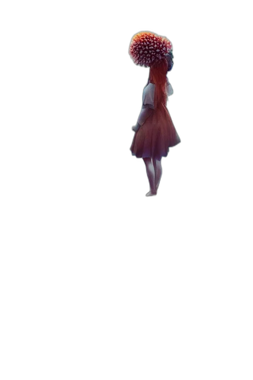 dress, staff, creature, hair transparent PNG cut-out