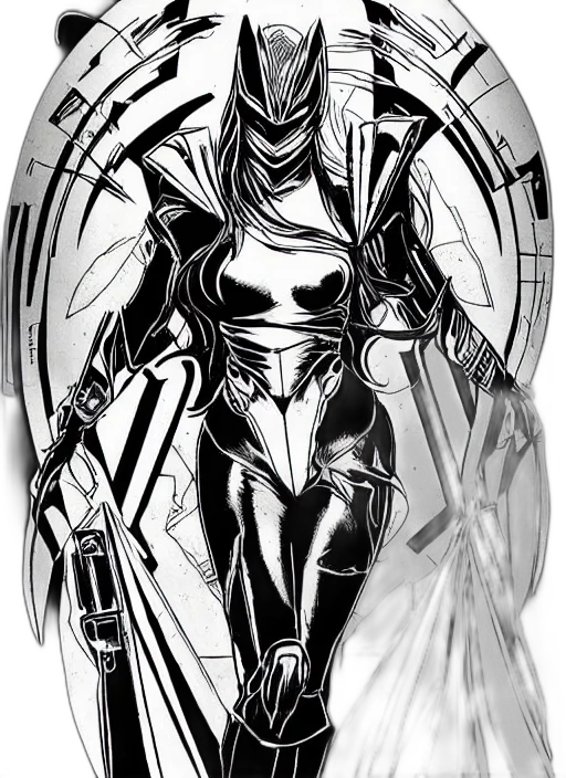 comic book art, concept art, fantasy art, cyberpunk transparent PNG cut-out
