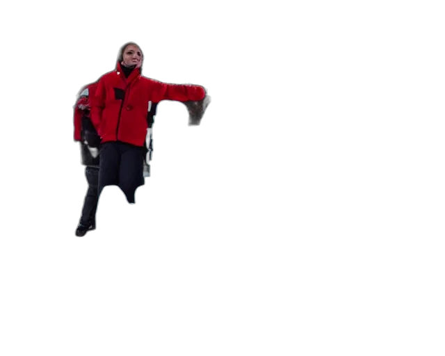 jacket, umbrella, creature, staff transparent PNG cut-out