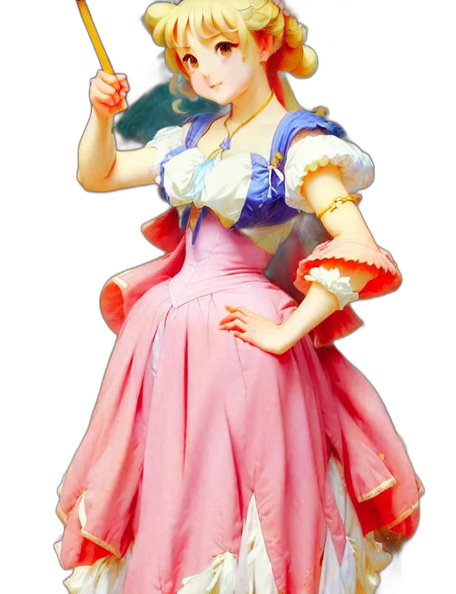 dress, staff, crown, 3d render transparent PNG cut-out