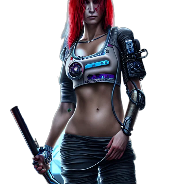 robot, staff, weapon, cyberpunk transparent PNG cut-out
