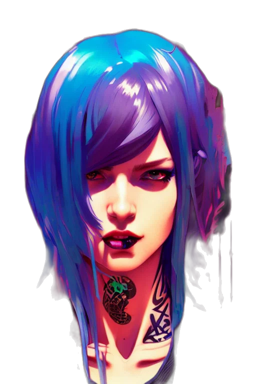 face, fantasy art, cyberpunk, concept art transparent PNG cut-out