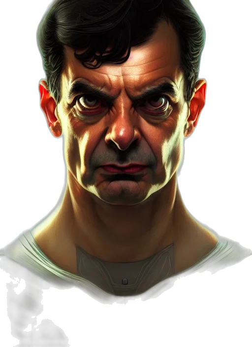 face, comic book art, concept art, photorealistic transparent PNG cut-out