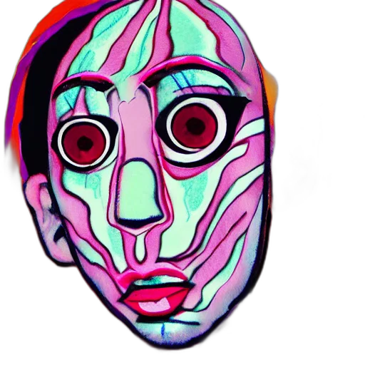 mask, face, creature, vaporwave transparent PNG cut-out